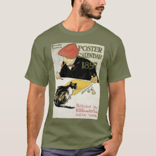 Vintage Art Nouveau, Maler mit Haustierkatze T-Shirt