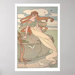 Vintage Art Nouveau Meerjungfrau Poster