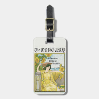 Vintage Art Nouveau Mittsommer-Frau Sonnenblumen Gepäckanhänger
