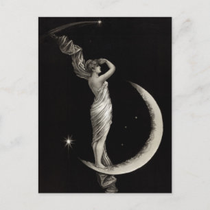 Vintage Art Nouveau Mond Mädchen Postkarte