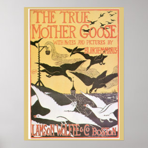Vintage Art nouveau Mother Goose Werbeanzeige Poster