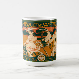 Vintage-Art-Nouveau-Motorradrennplakat Kaffeetasse