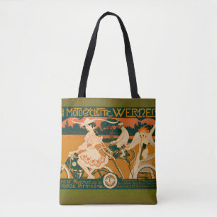 Vintage-Art-Nouveau-Motorradrennplakat Tasche