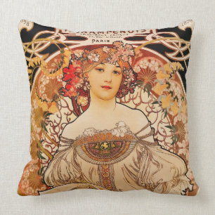 Vintage-Art-Nouveau-Mucha-Druck Kissen