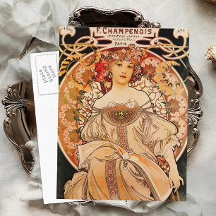 Vintage Art Nouveau Mucha Druck Postkarte