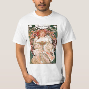 Vintage Art Nouveau Mucha Druck T-Shirt