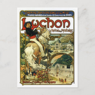 Vintage Art Nouveau Mucha Eisenbahnwerbung Postkarte