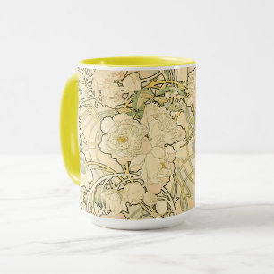 Vintage Art Nouveau Mucha Floral Pfingstrosen-Must Tasse