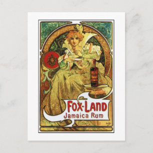 Vintage Art Nouveau Mucha Jamaica Rum Werbung Postkarte