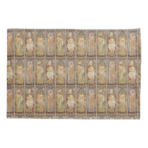 Vintage Art Nouveau Mucha Zeiten des Tages Muster Kissenbezug