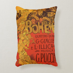 Vintage Art Nouveau Musik, La Boheme Oper, 1896 Dekokissen