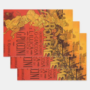 Vintage Art Nouveau Musik, La Boheme Oper, 1896 Geschenkpapier Set