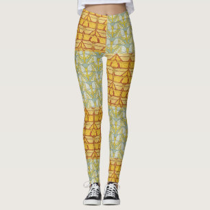 Vintage-Art-Nouveau-Natur-Rastermuster-Kunst Leggings
