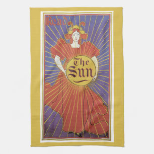 Vintage Art Nouveau, New York Sun Zeitung Geschirrtuch