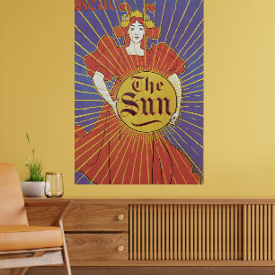 Vintage Art Nouveau, New Yorker Sun-Zeitung Poster