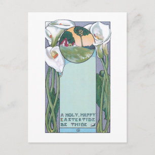 Vintage Art Nouveau Ostern Calla-Lilien Postkarte