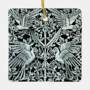 Vintage Art Nouveau Papagei Vogel Florale Kunst Keramikornament