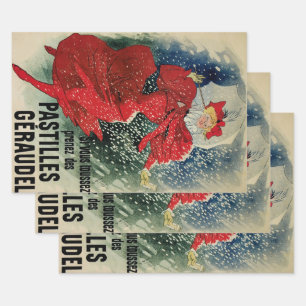 Vintage Art Nouveau Pastillen Geraudel Hustenbonbo Geschenkpapier Set