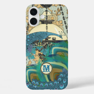 Vintage Art Nouveau Peacock Khandelier Feathers iPhone 16 Plus Hülle