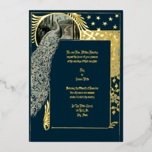 Vintage Art Nouveau Pfau Folieneinladung