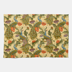 Vintage Art Nouveau Pfau Mohn Blumenmuster Geschirrtuch