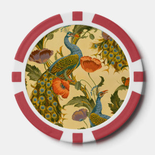 Vintage Art Nouveau Pfau Mohn Blumenmuster Pokerchips