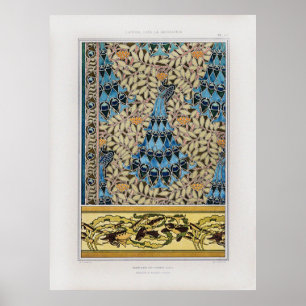 Vintage Art Nouveau Pfauen Fisch & Seetang Poster