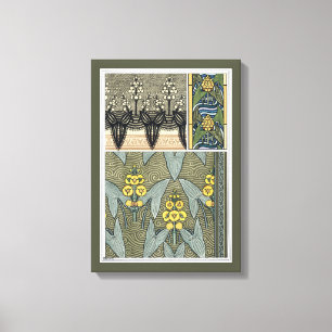 Vintage Art Nouveau Pfeilblatt-Gartenblumen Leinwanddruck