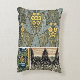 Vintage Art Nouveau Pfeilspitzen-Gartenblumen Zierkissen