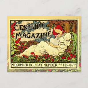 Vintage Art Nouveau Poster einer lesenden Frau Postkarte
