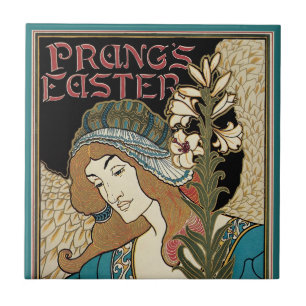 Vintage Art Nouveau, Prangs Oster-Publikationen Fliese