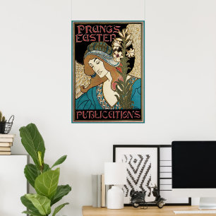 Vintage Art Nouveau, Prangs Oster-Publikationen Poster