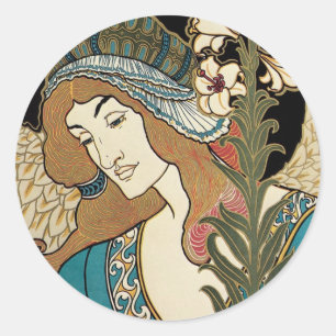 Vintage Art Nouveau, Prang's Oster-Publikationen Runder Aufkleber