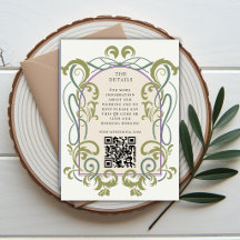 Vintage Art Nouveau QR-Code Hochzeitsdetails Einsa