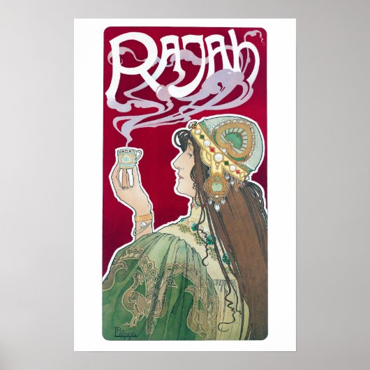 Vintage Art Nouveau Rajah Coffee ad Poster (Vorne)