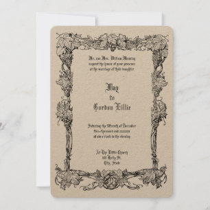 Vintage Art Nouveau Rebenrand Hochzeit Einladung