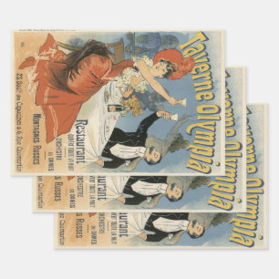 Vintage Art Nouveau, Restaurant Taverne Olympia Geschenkpapier Set