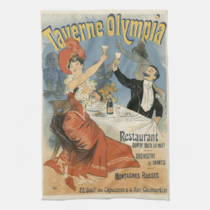 Vintage Art Nouveau, Restaurant Taverne Olympia Geschirrtuch