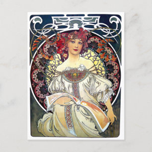 Vintage Art Nouveau Reverie von Alphonse Mucha Pos Postkarte
