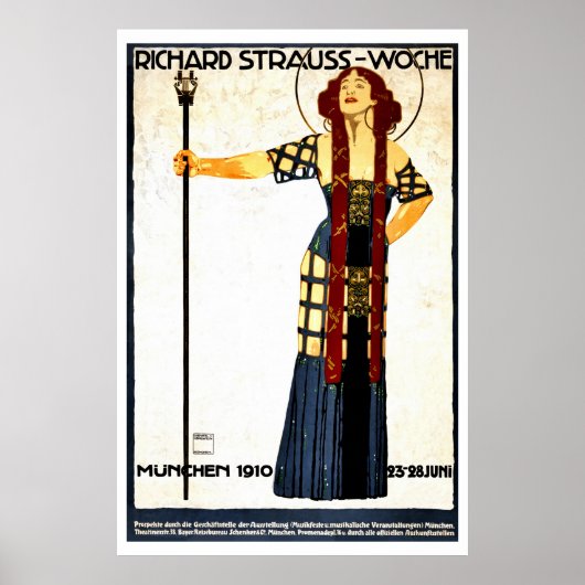 Vintage art nouveau Richard Strauss concert Poster (Vorne)