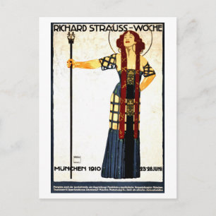 Vintage Art Nouveau Richard Strauss Konzert Postkarte