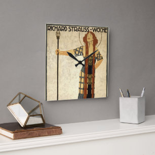 Vintage Art Nouveau Richard Strauss-Woche, München Quadratische Wanduhr