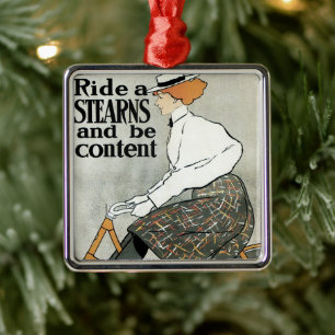 Vintage Art Nouveau, Ride a Sterns Fahrräder Bikes Silbernes Ornament