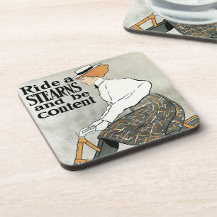 Vintage Art Nouveau, Ride a Sterns Fahrräder Fahrr Getränkeuntersetzer