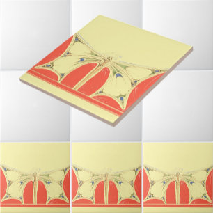 Vintage-Art-Nouveau-Schmetterlingsmusterfries Fliese