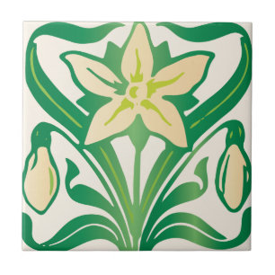 Vintage-Art-Nouveau-Schneeglöckchen-Blumenmuster Fliese