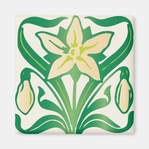 Vintage-Art-Nouveau-Schneeglöckchen-Blumenmuster Magnet
