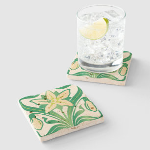 Vintage-Art-Nouveau-Schneeglöckchen-Blumenmuster Steinuntersetzer