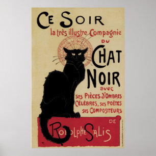 Vintage Art Nouveau schwarze Katze Poster
