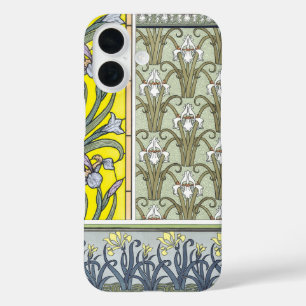 Vintage Art Nouveau, Schwertlilienblüten iPhone 16 Hülle